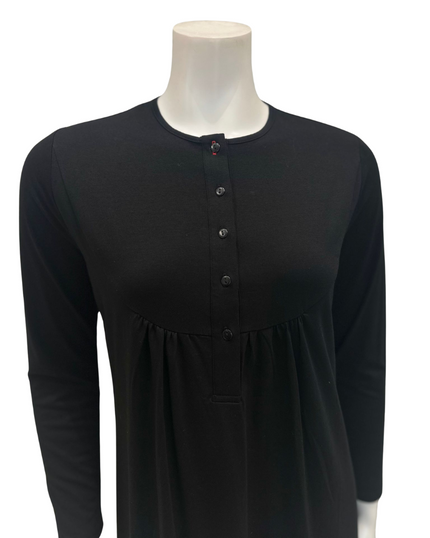 Chicolli N5030-23A Black Swing Bamboo Cotton Button Down Nightgown myselflingerie.com