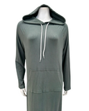 Velvet AL761SG Sage Ribbed Modal Pull On Nightgown with Hoodie Myselflingerie.com