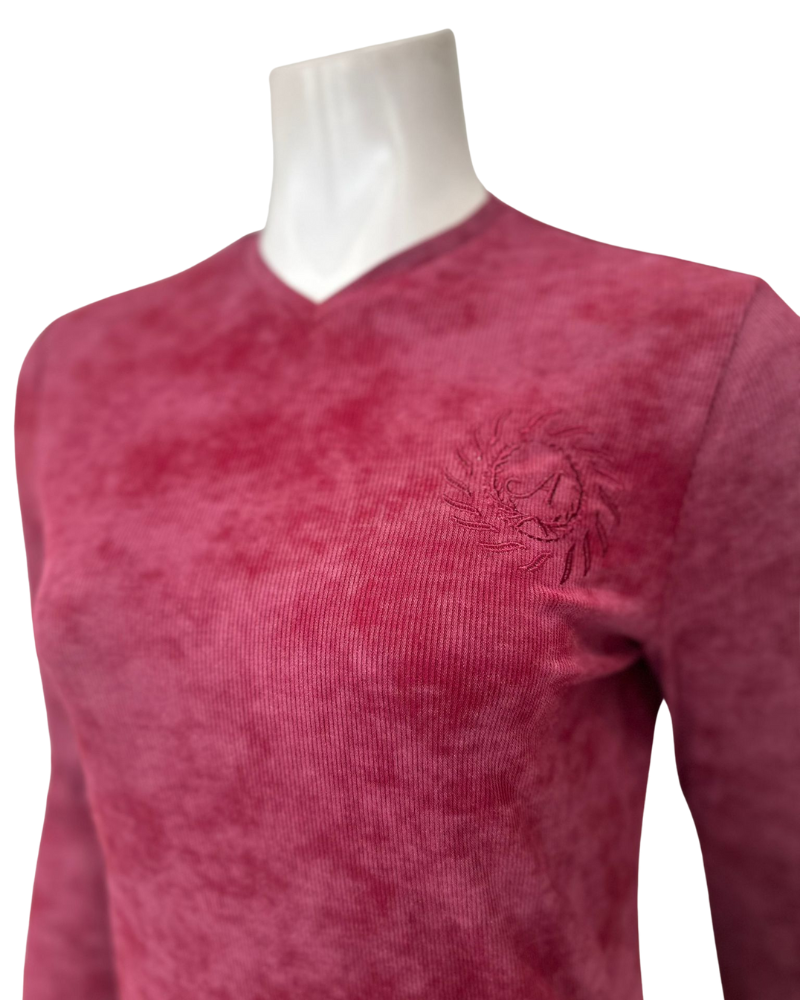 Angelice S-7143 Merlot Emblem Ribbed V Neck Modal Pajamas Set Myselflingerie.com