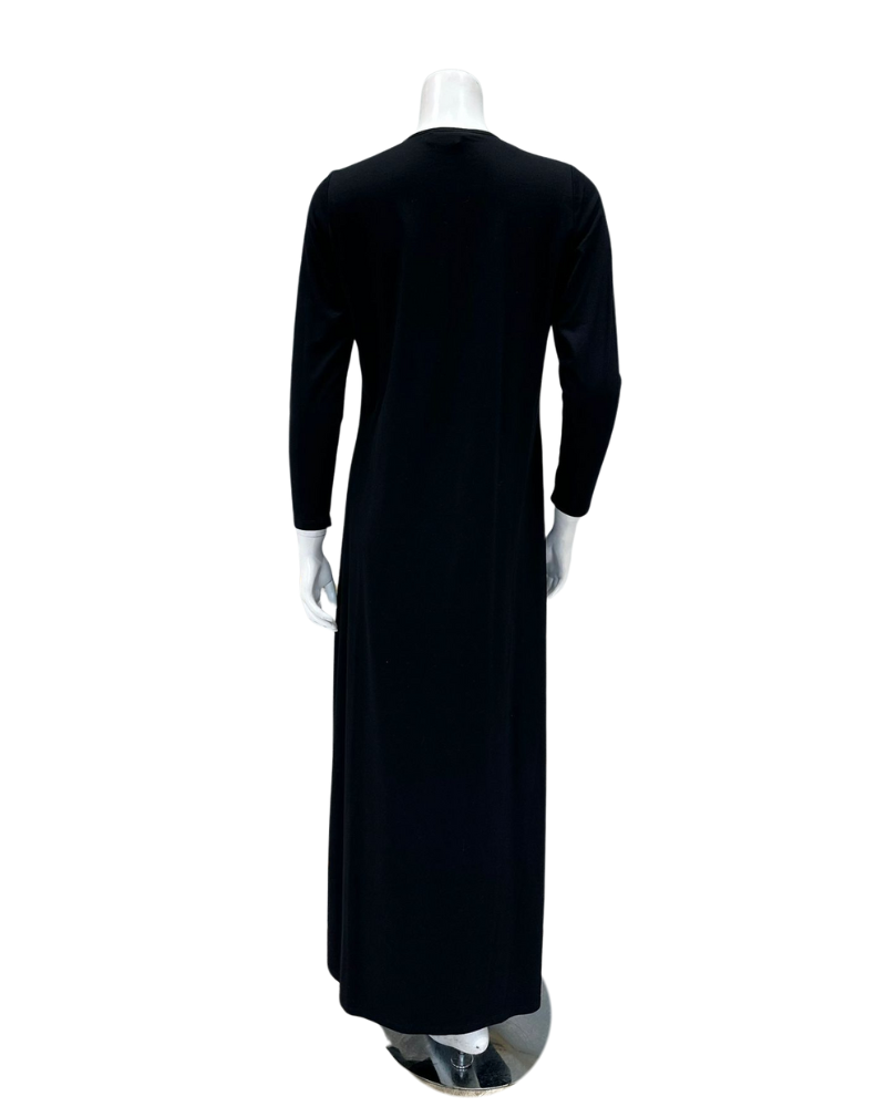 Chicolli N5030-23A Black Swing Bamboo Cotton Button Down Nightgown myselflingerie.com