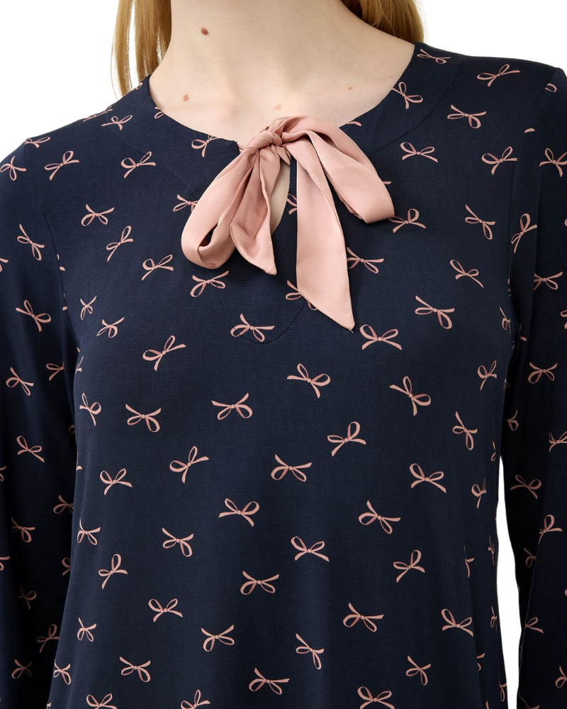 Vamp 23054 Blue Blazer Ribbons Bow Tie Modal Nightshirt Myselflingerie.com