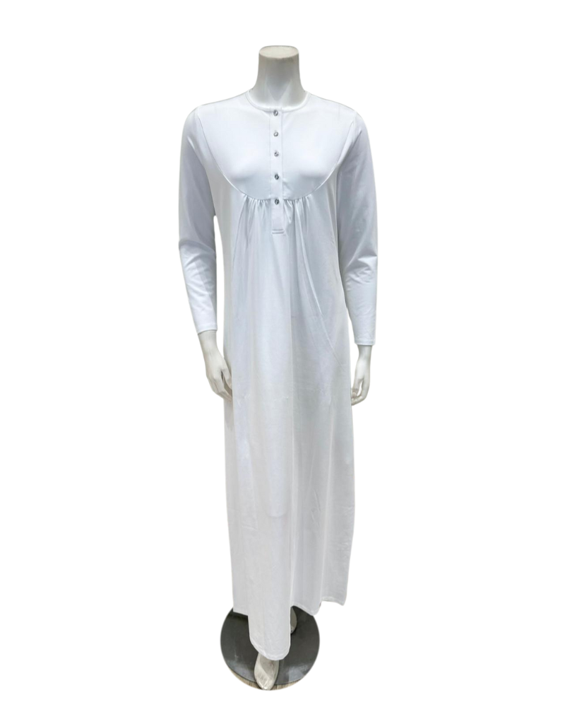 Chicolli N5030-23A White Swing Bamboo Cotton Button Down Nightgown myselflingerie.com