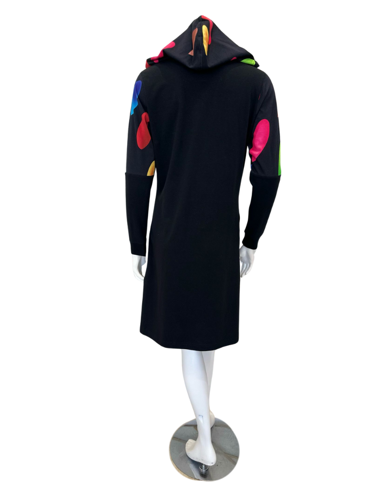 ESPi ANT230 Multi Color Circles Print Black Cotton Teen Hoodie Myselflingerie.com