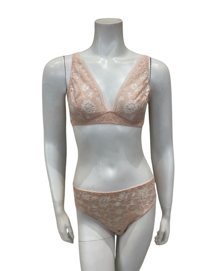 Simone Perele 1E1250 + 1E1726 Rose Ballet Festive Wire Free Bralette & Bikini Set Myselflingerie.com