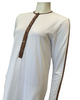Nico Italy AN823WT White with Tan Trim Snap Front Cotton Nightgown Myselflingerie.com