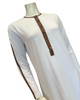 Nico Italy AN823WT White with Tan Trim Snap Front Cotton Nightgown Myselflingerie.com