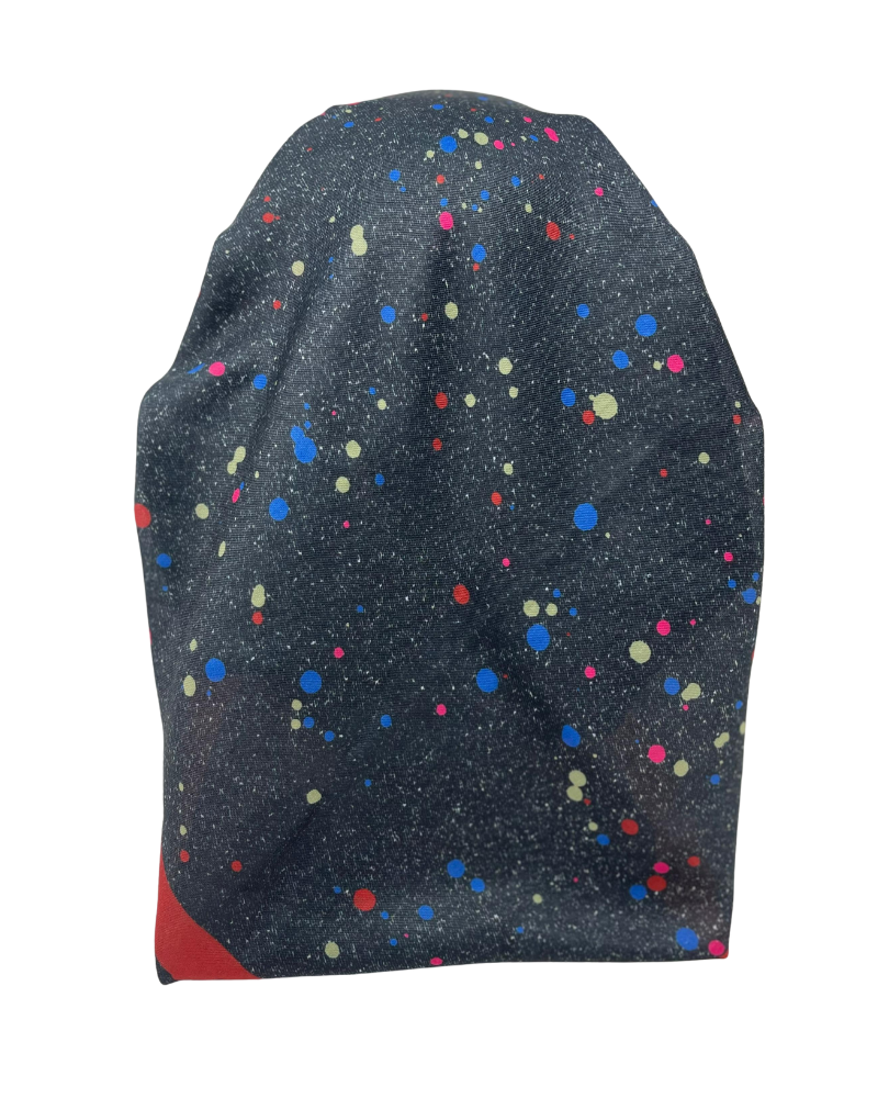 It's Younique OB-PAI-MU Multi Black Paint Splatter Pre-Tied Open Back Bandanna with Velvet Grip Myselflingerie.com