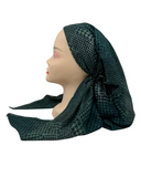 Ahead Green Houndstooth Mix Versatile Style Long Tails Open Back Pre-Tied Bandanna