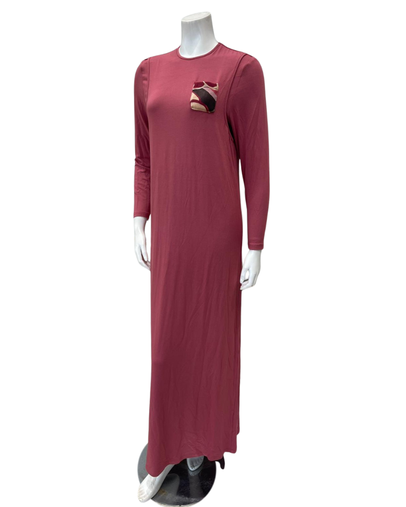 Angelice S-7466 Deep Pink Velour Pocket Button Down Modal Nightgown Myselflingerie.com