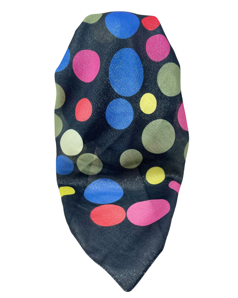 It's Younique OB-DOTS-BLK Multi Dots Black Shimmer Pre-Tied Open Back Bandanna with Velvet Grip Myselflingerie.com