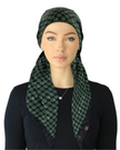 Cherie SPC323A-GN/NY Green/Navy Metallic Dot Design Adjustable Closed Back Pre-Tied Bandanna Myselflingerie.com