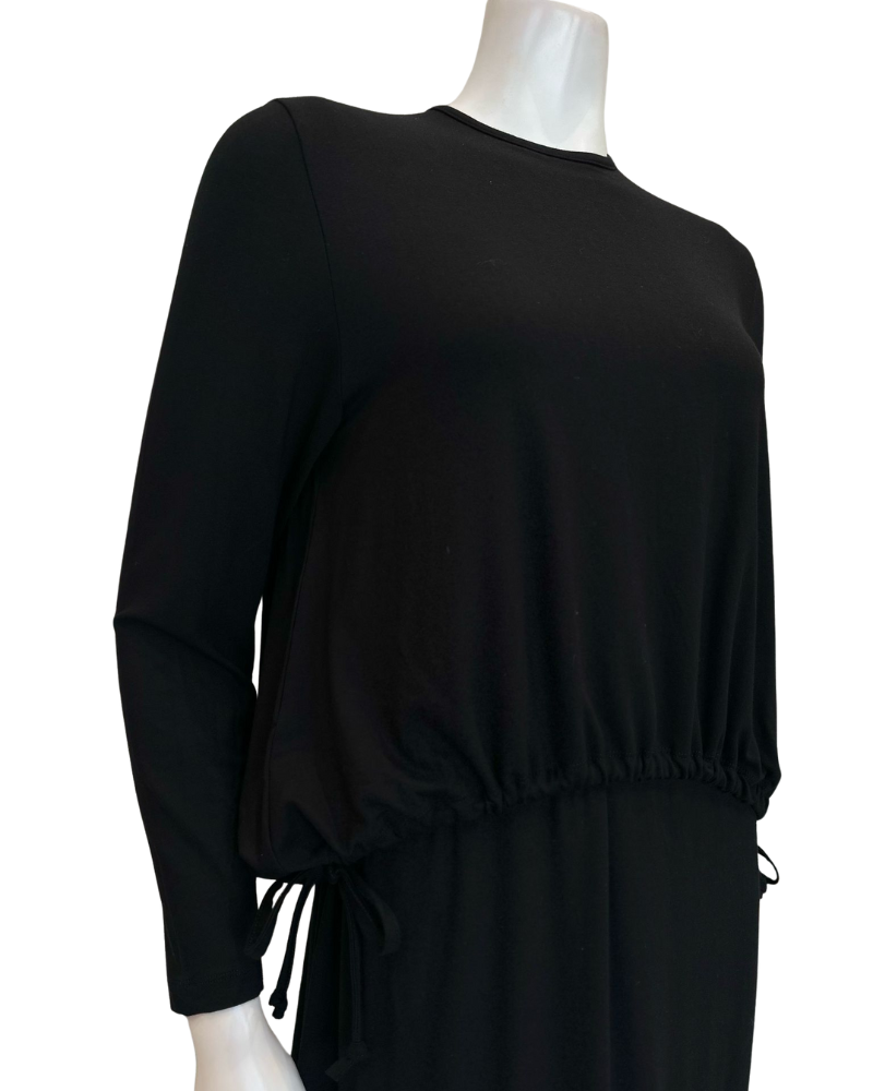 Velvet Black Drawstring Modal Nursing Nightgown