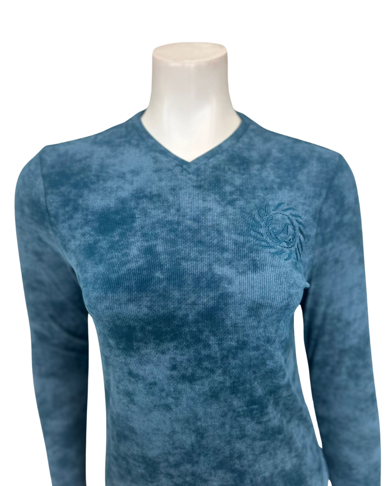 Angelice S-7143 Peacock Emblem Ribbed V Neck Modal Pajamas Set Myselflingerie.com