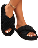 Drifwoo JZ001-B Black Lightweight Plush Slippers Myselflingerie.com