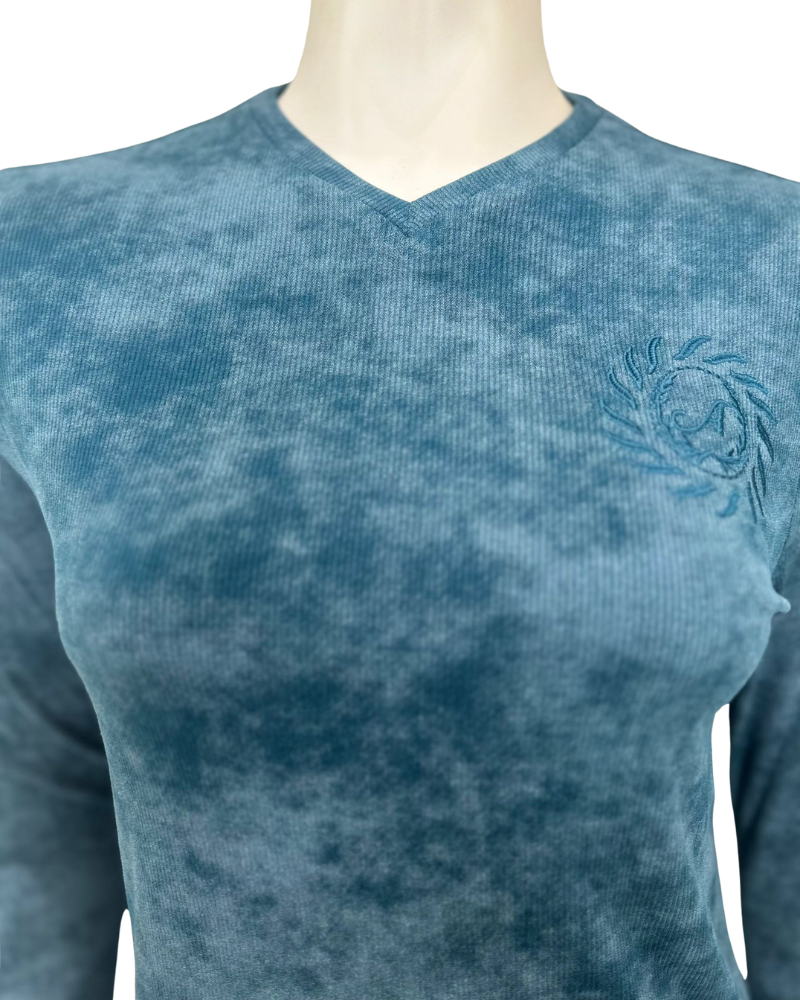 Angelice S-7143 Peacock Emblem Ribbed V Neck Modal Pajamas Set Myselflingerie.com