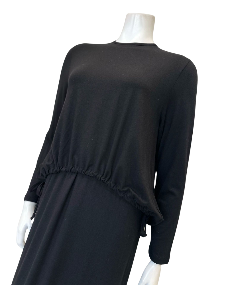 Velvet Black Drawstring Modal Nursing Nightgown