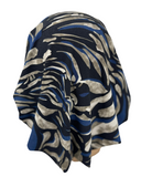 Triple Up BUL1023 Black/Navy/Beige Combo Print Unlined Pre-Tied Bandanna Myselflingerie.com