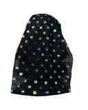 Cherie SP282A-BLMU Black Multi Adjustable Pre-Tied Open Back Bandanna Myselflingerie.com