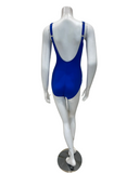 Gottex 25LL178 Royal Blue Lattice Square Neck Swimsuit Myselflingerie.com