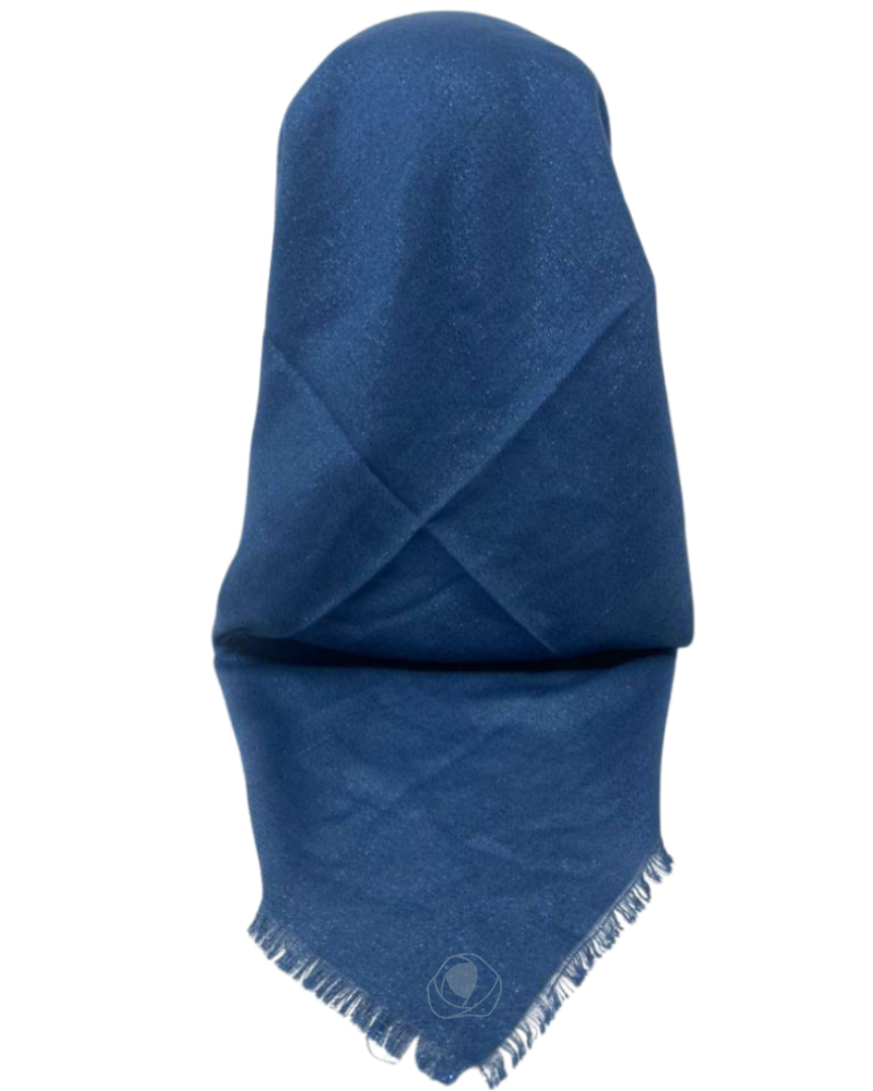 OB-SHIM-MEDBL Solid Medium Blue Shimmer Pre-Tied Open Back Bandanna with Velvet Grip