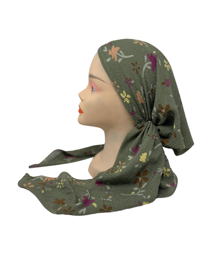 Lizi Headwear ACFSA Sage Floral Crimped Pre-Tied Bandanna with Full Grip Myselflingerie.com