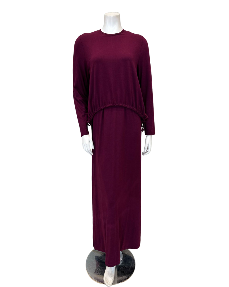 Velvet AN1861WN Wine Drawstring Modal Nursing Nightgown Myselflingerie.com