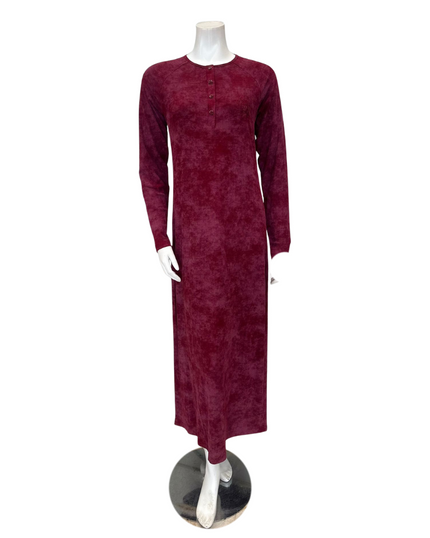 Angelice S-7142 Merlot Logo Snaps Ribbed Modal Nightgown Myselflingerie.com