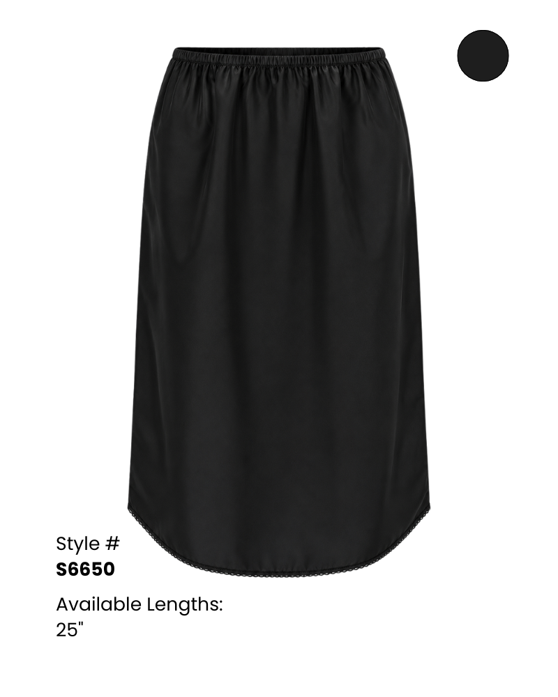 S6650 Black Taffeta Half Slip 25