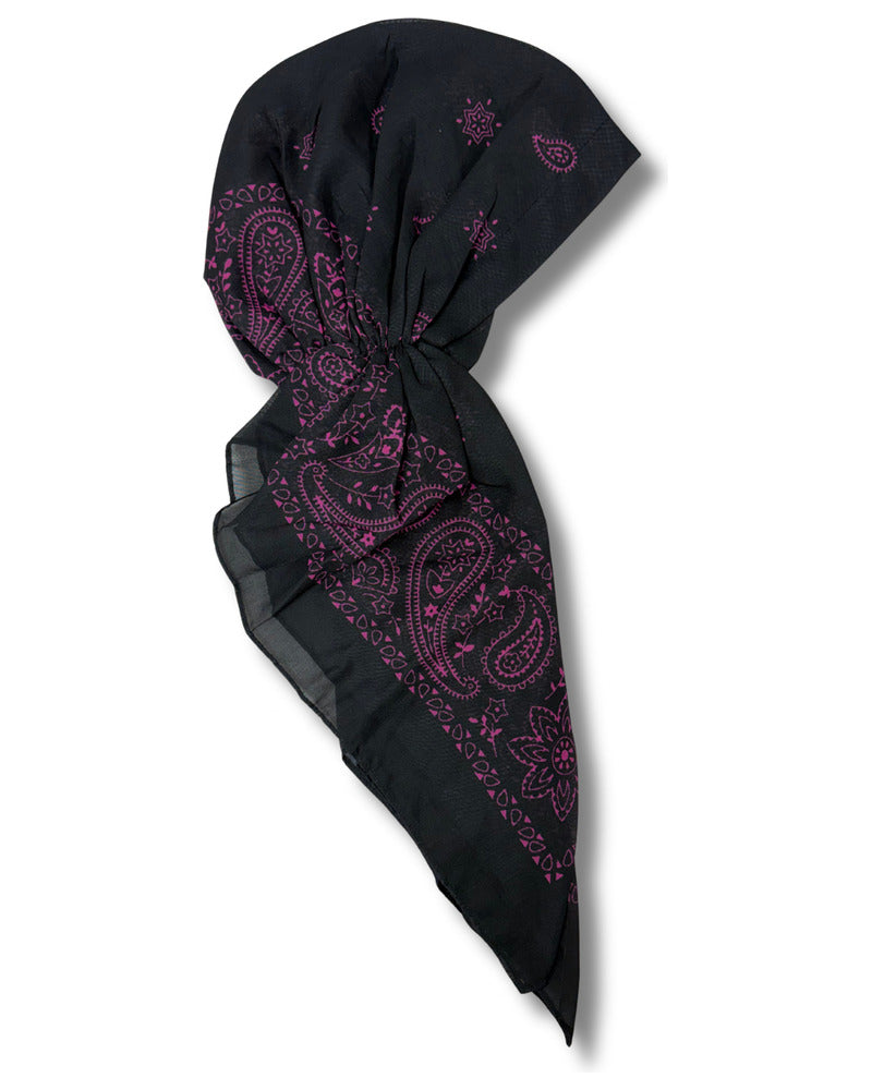 Paisley Hot Pink on Black Classic Pre-Tied with Velvet Grip and Short Tails