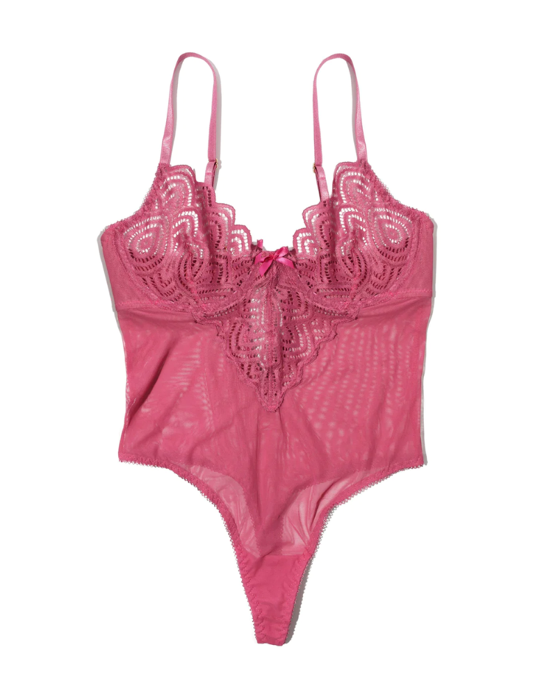 Hanky Panky 5T8456 Rosehip Along the Lines Lace Underwire Bodysuit myselflingerie.com