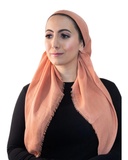 Solid Apricot Fringe Adjustable Pre-Tied Bandanna with Full Grip