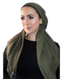 Solid Army Green Fringe Adjustable Pre-Tied Bandanna with Full Grip