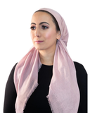 Solid Dusty Pink Fringe Adjustable Pre-Tied Bandanna with Full Grip