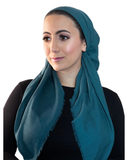 Solid Turquoise Fringe Adjustable Pre-Tied Bandanna with Full Grip