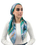 Valeri Blue Marble Pre-Tied Bandanna with Full Grip myselflingerie.com