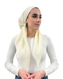 Valeri Cream Crinkle Pre-Tied Bandanna with Full Grip