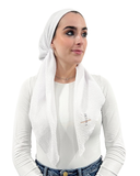 Valeri White Crinkle Pre-Tied Bandanna with Full Grip