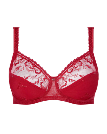Chantelle 16B1 Scarlet/Peach Every Curve 3 Part Cup Underwire Bra myselflingerie.com