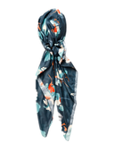 Teal Floral Print Pre-Tied Bandanna with Full Grip