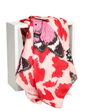 Pink Cheetah Butterfly Print Square Scarf with Full Grip