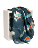 Nicsessories Teal Floral Print Square Scarf with Full Grip