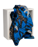 Nicsessories Teal Jaguar Print Square Scarf with Full Grip