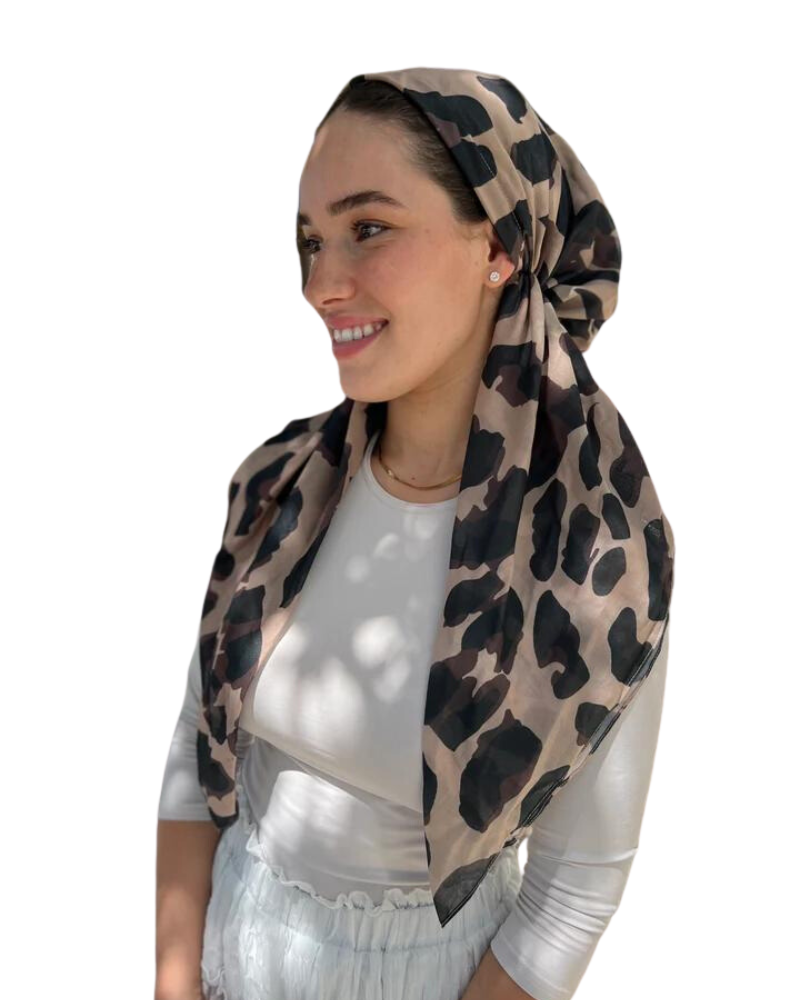 Scarf Bar Enlarged Leopard Classic Pre-Tied Bandanna with Full Grip myselflingerie.com