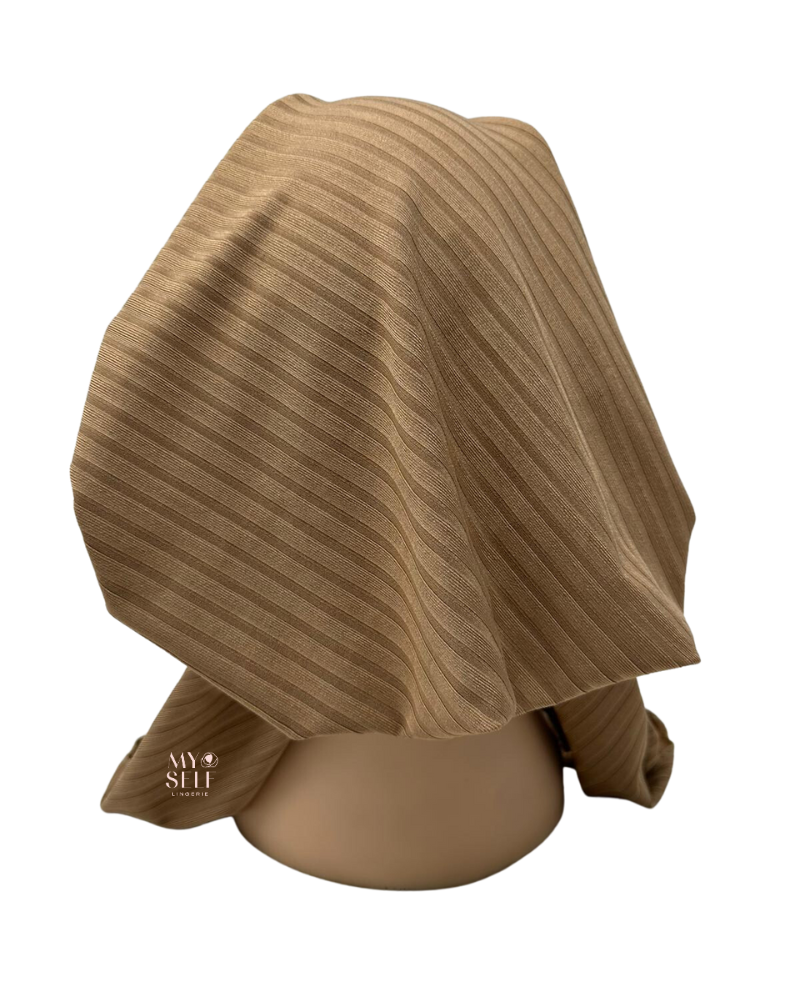 Cherie HRBTN Tan Ribbed Supersoft Pre-Tied Bandanna myselflingerie.com