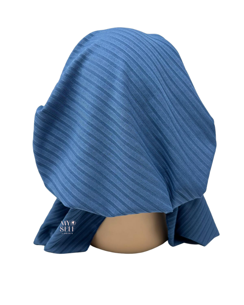 Cherie HRBDN Denim Ribbed Supersoft Pre-Tied Bandanna myselflingerie.com