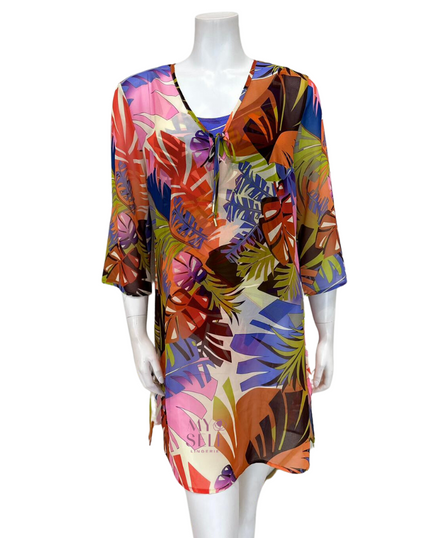Furstenberg 308/31605 Leaves in Color Swim Cover Up myselflingerie.com