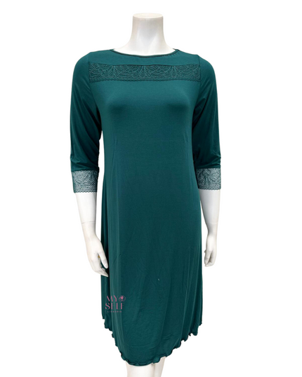 Oh! Zuza M4036 Lace Accent Deep Green Modal Nightshirt myselflingerie.com