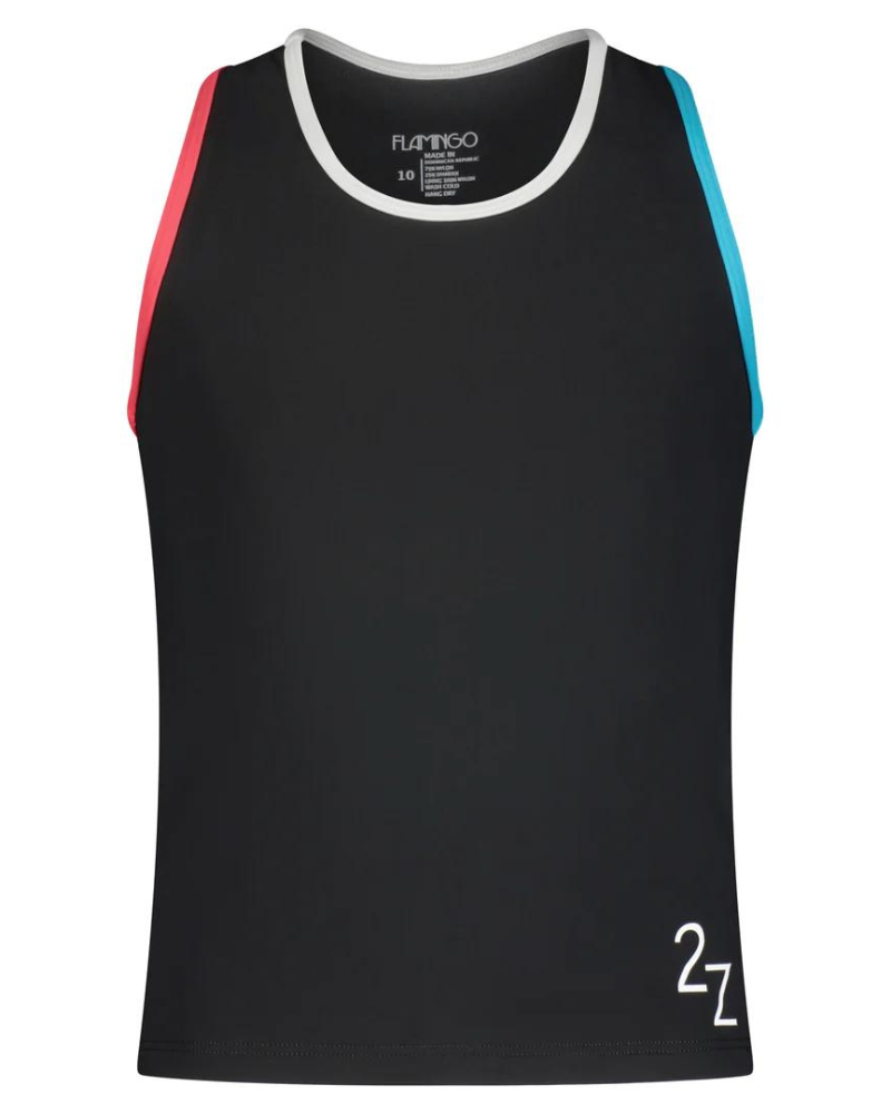 Flamingo 2ZBM Black Multi 2 Piece Girl's Bathing Suit with Shorts myselflingerie.com