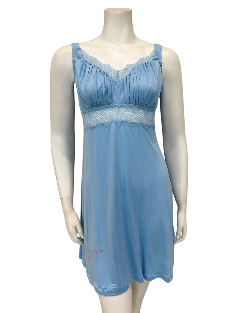 Cosabella ALLSW2722 Aasmani Blue Allure Curvy Modal Chemise myselflingerie.com