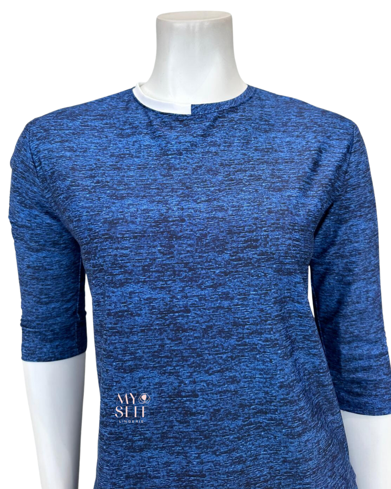 Seashells S6419 Dark Denim Colorblock Swim Top myselflingerie.com